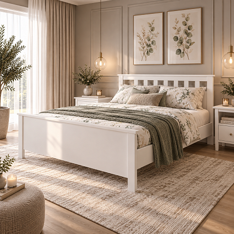 SAGA Double Bed 160×200, White