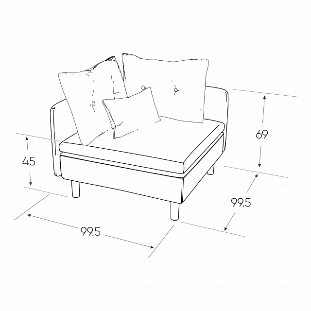 LINTU ROG Prince Ash Corner Armchair