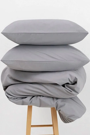 Grey Satin Bedding Set (Euro Size)