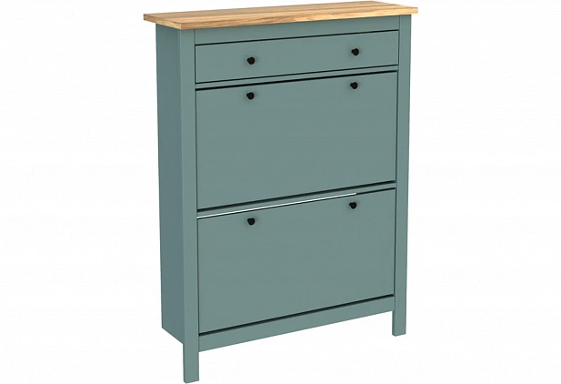 SAGA Shoe Cabinet 92×122 cm, Dark Turquoise / Ash