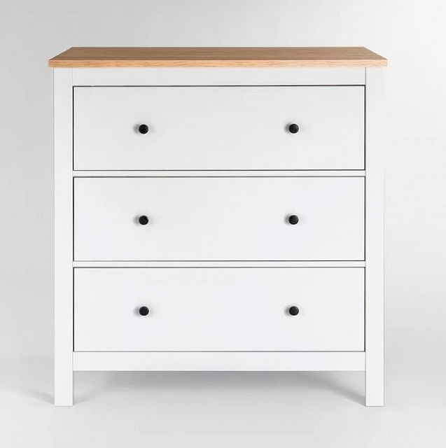 SAGA Chest of Drawers with 3 Drawers — White / Ash