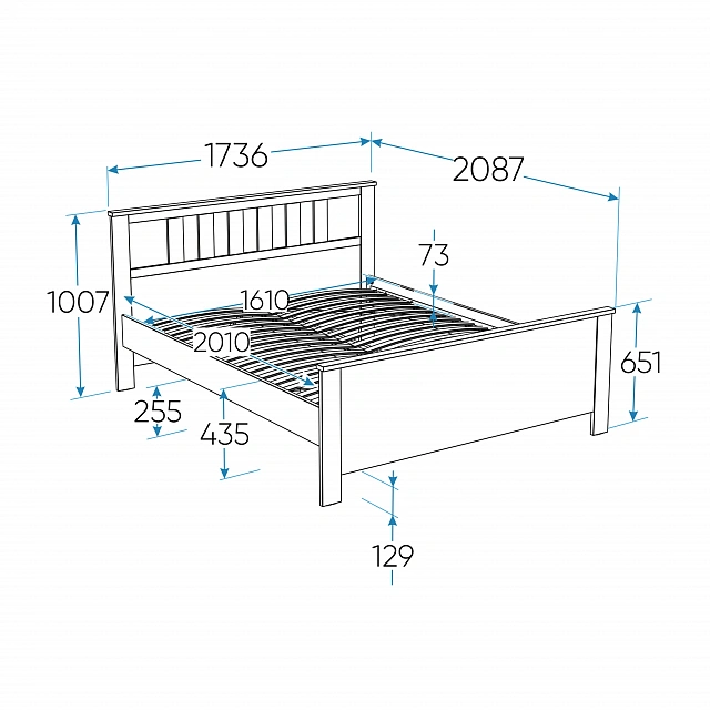 SAGA Double Bed 160×200, White