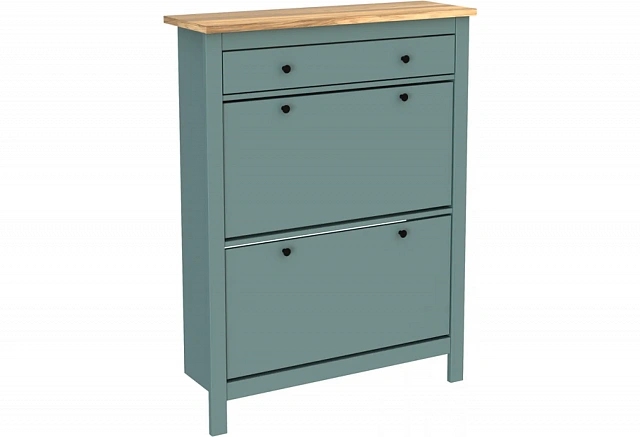 SAGA Shoe Cabinet 92×122 cm, Dark Turquoise / Ash